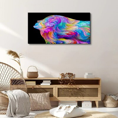Colorful silhouette of a woman in motion Canvas print