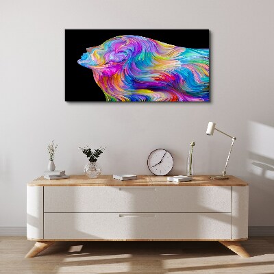 Colorful silhouette of a woman in motion Canvas print