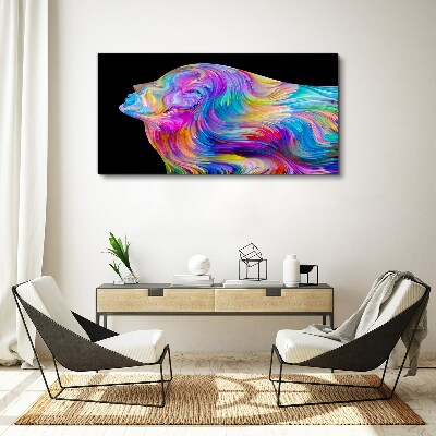 Colorful silhouette of a woman in motion Canvas print