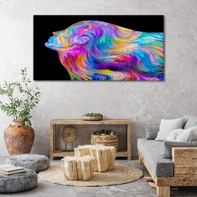 Colorful silhouette of a woman in motion Canvas print