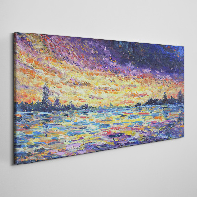 Sunset over the water Canvas print