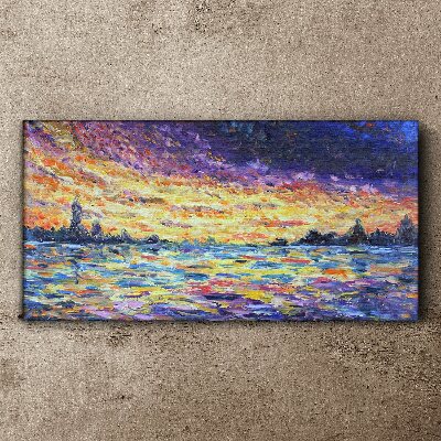 Sunset over the water Canvas print