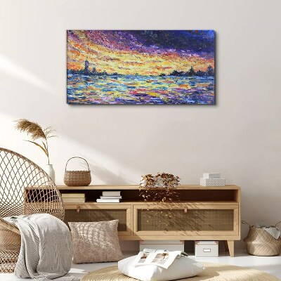 Sunset over the water Canvas print