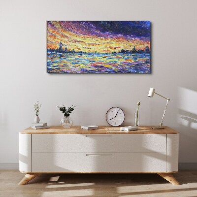 Sunset over the water Canvas print
