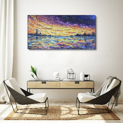 Sunset over the water Canvas print
