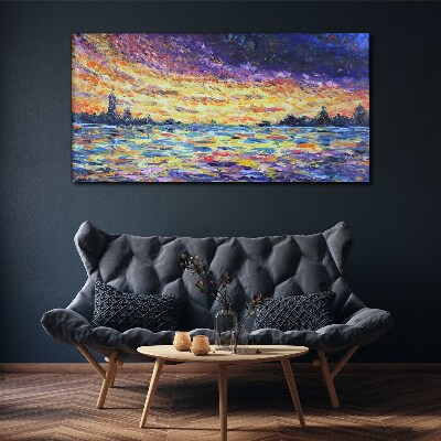 Sunset over the water Canvas print