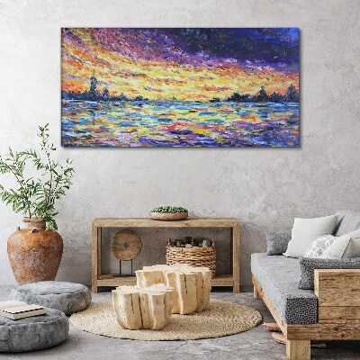Sunset over the water Canvas print