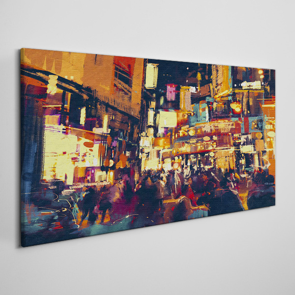 The hustle and bustle of city life at night Canvas print