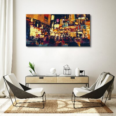 The hustle and bustle of city life at night Canvas print