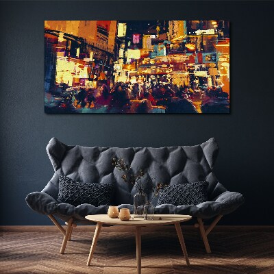 The hustle and bustle of city life at night Canvas print