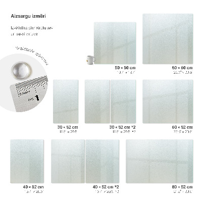 Kitchen worktop protector in a square shape with a frosted finish