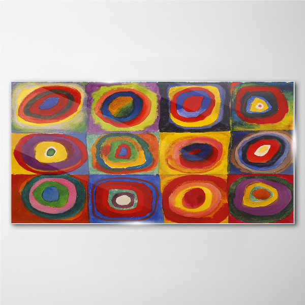 Color Studio: Squares with Concentric Circles Kandinsky Glass Wall Art