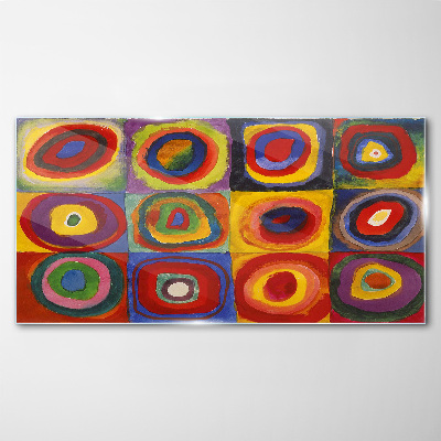 Color Studio: Squares with Concentric Circles Kandinsky Glass Wall Art