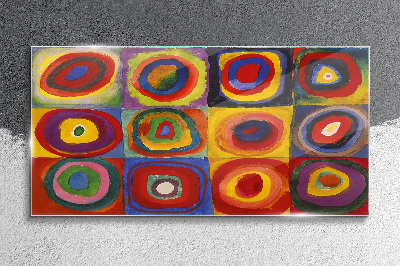 Color Studio: Squares with Concentric Circles Kandinsky Glass Wall Art