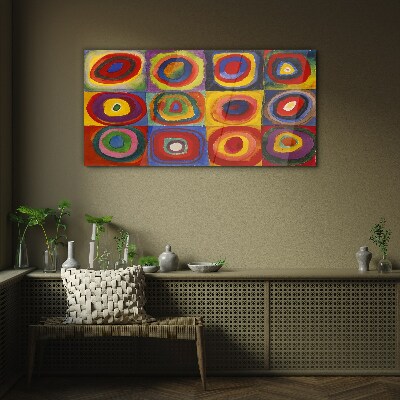 Color Studio: Squares with Concentric Circles Kandinsky Glass Wall Art