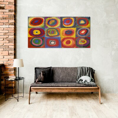 Color Studio: Squares with Concentric Circles Kandinsky Glass Wall Art