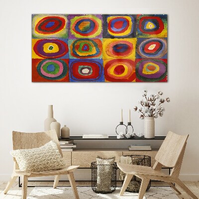 Color Studio: Squares with Concentric Circles Kandinsky Glass Wall Art