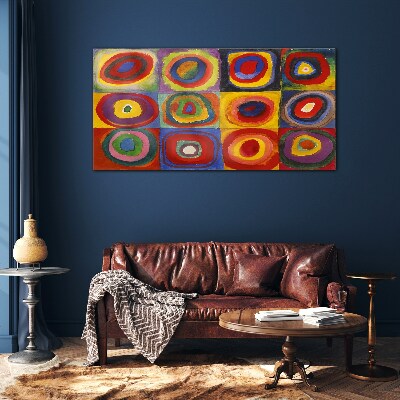 Color Studio: Squares with Concentric Circles Kandinsky Glass Wall Art