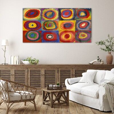 Color Studio: Squares with Concentric Circles Kandinsky Glass Wall Art