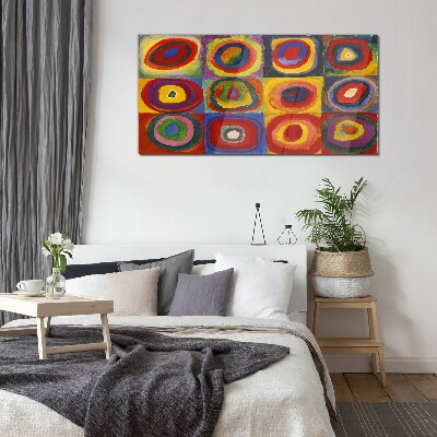 Color Studio: Squares with Concentric Circles Kandinsky Glass Wall Art