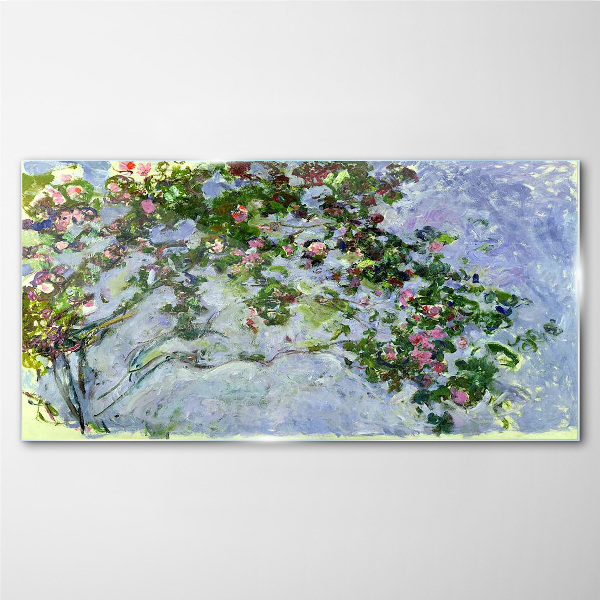 Les Roses Claude Monet Glass Wall Art