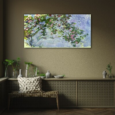 Les Roses Claude Monet Glass Wall Art