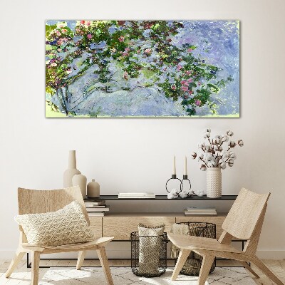 Les Roses Claude Monet Glass Wall Art