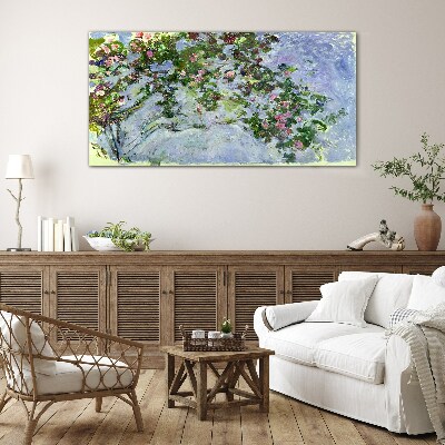 Les Roses Claude Monet Glass Wall Art