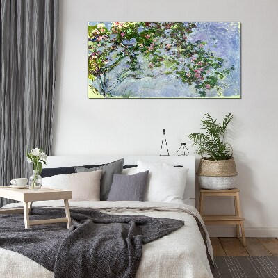 Les Roses Claude Monet Glass Wall Art