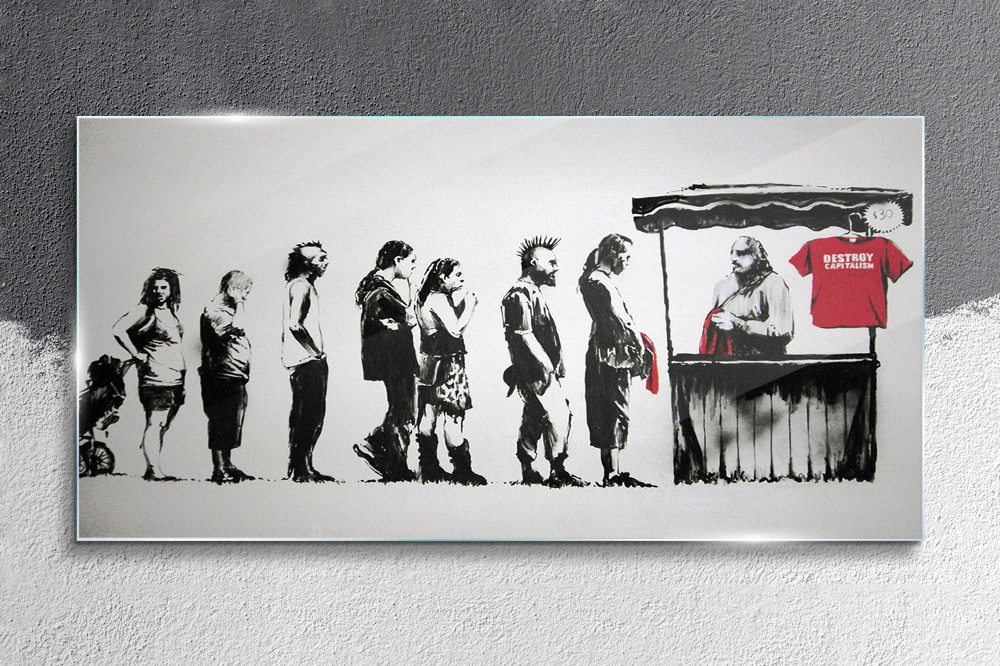 glass wall art banksy