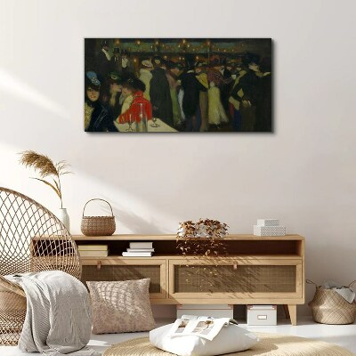 Evening at the cafe Glass Wall Art