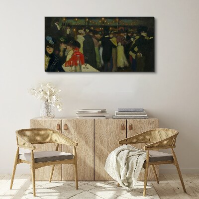 Evening at the cafe Glass Wall Art