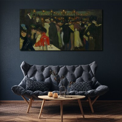 Evening at the cafe Glass Wall Art