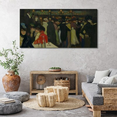 Evening at the cafe Glass Wall Art