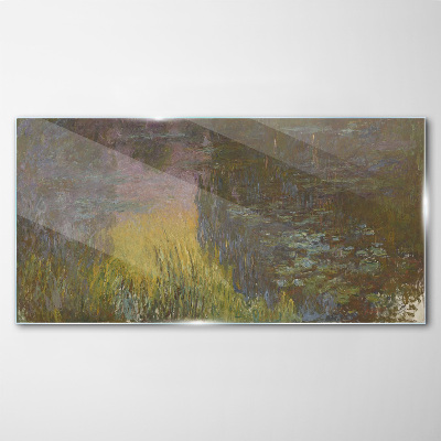 Golden reflection in the water Glass Wall Art