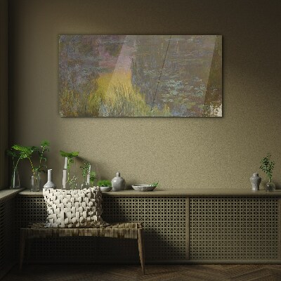 Golden reflection in the water Glass Wall Art