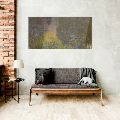 Golden reflection in the water Glass Wall Art