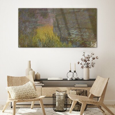 Golden reflection in the water Glass Wall Art