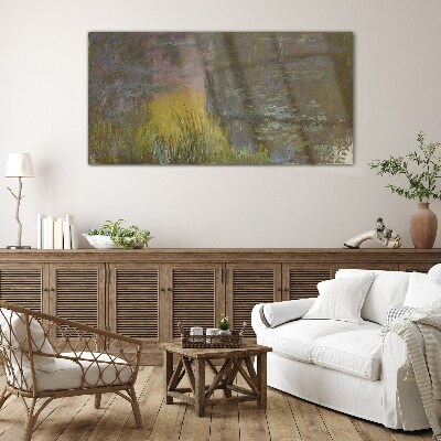 Golden reflection in the water Glass Wall Art