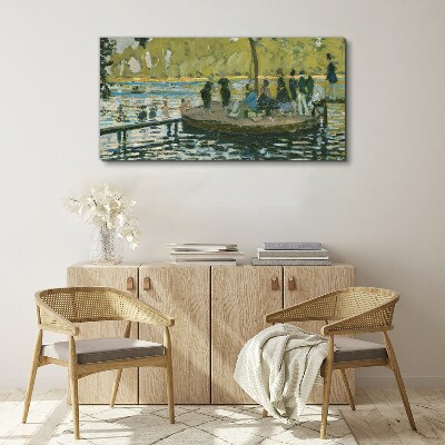 A summer day on the river Glass Wall Art
