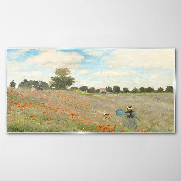 Fields of poppies in the summer sun Glass Wall Art
