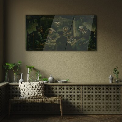Supper in a Cloud of Shadow Glass Wall Art