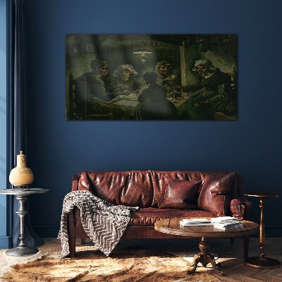 Supper in a Cloud of Shadow Glass Wall Art