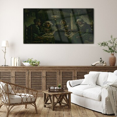 Supper in a Cloud of Shadow Glass Wall Art