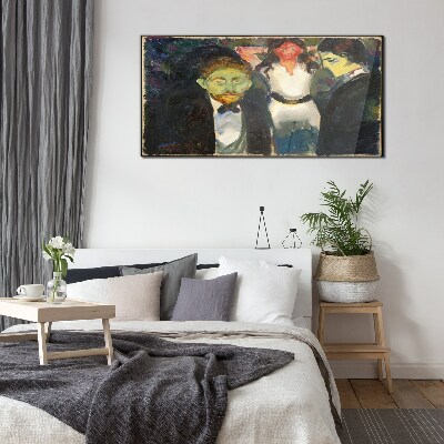 Green faces in the night landscape Glass Wall Art
