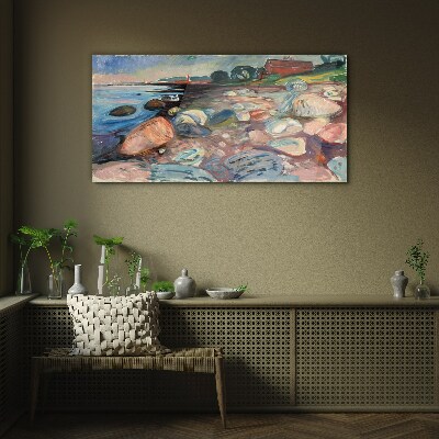 Seaside landscape with stones Glass Wall Art