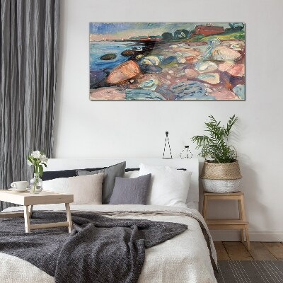 Seaside landscape with stones Glass Wall Art