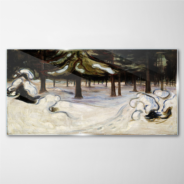 Winter landscape with trees Glass Wall Art