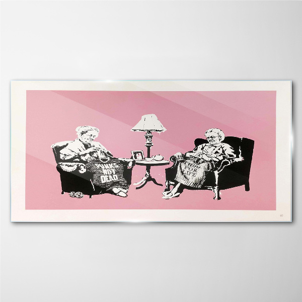 Grandmas in pink Glass Wall Art