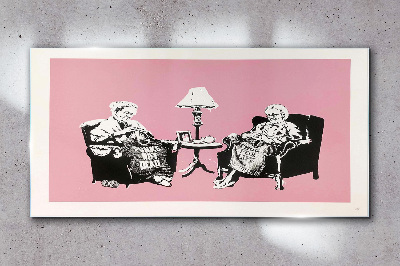 Grandmas in pink Glass Wall Art